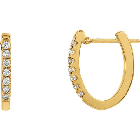 14k Yellow Gold 1/5 CTW Diamond Hoop Earrings