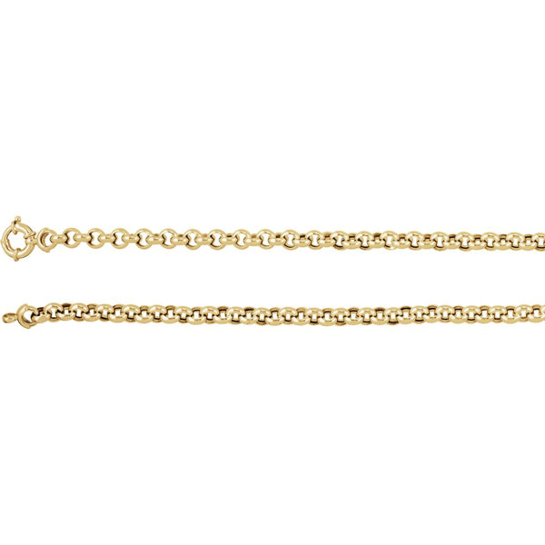 14k Yellow Gold 6.5mm Hollow Rolo 24" Chain