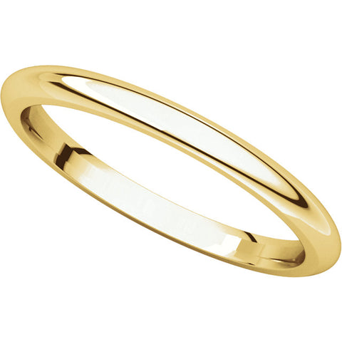 14k Yellow Gold 2mm Comfort Fit Band, Size 6