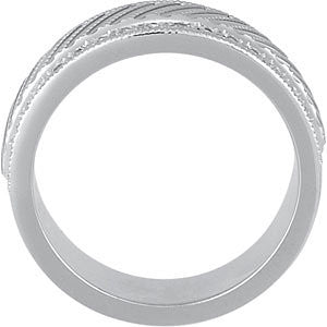 14k White Gold 1/3 CTW Diamond Milgrain Anniversary Band, Size 7