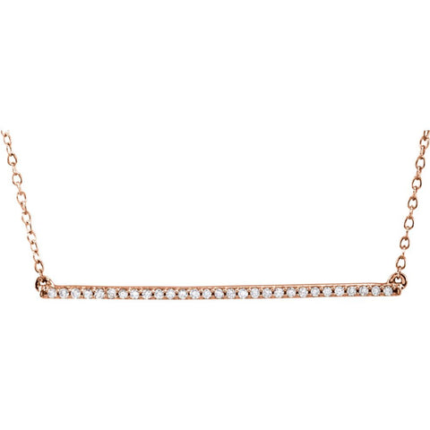 14k Rose Gold 1/6 CTW Diamond Bar 16-18" Necklace