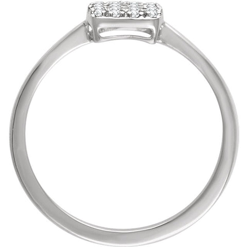 14k White Gold 1/6 CTW Diamond Square Cluster Ring, Size 7
