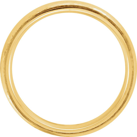 14k Yellow Gold 6mm Half Round Edge Comfort Fit Hammer Finish Band Size 11
