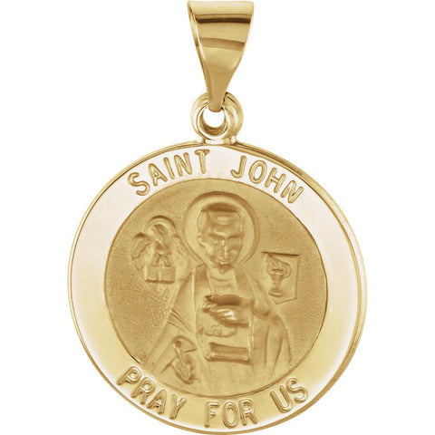 14k Yellow Gold 18.5mm Round Hollow St. John Medal