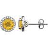 14K White Gold Citrine & 1/8 CTW Diamond Earrings
