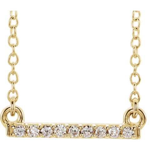 14k Yellow Gold .07 CTW Petite Diamond Bar 16-18" Necklace