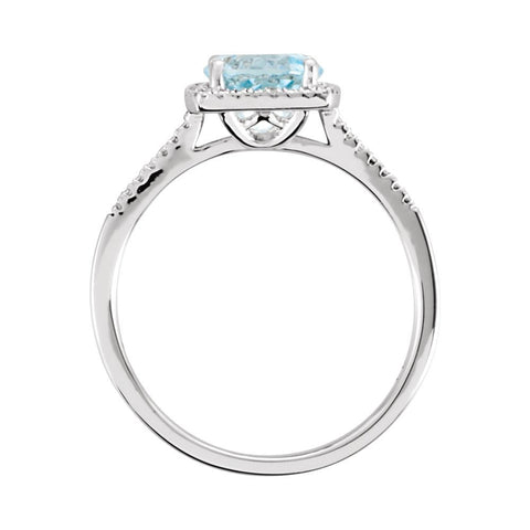 Sterling Silver Sky Blue Topaz & .01 CTW Diamond Ring, Size 6