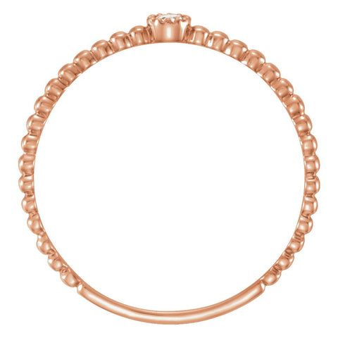 14k Rose Gold .03 CTW Diamond Bead Design Ring Size 7