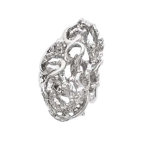 14k White Gold Freeform Ring, Size 6