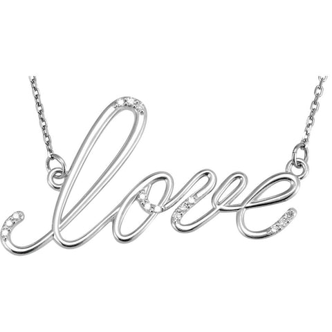 14k Rose Gold .08 CTW Diamond "Love" Design 18" Necklace