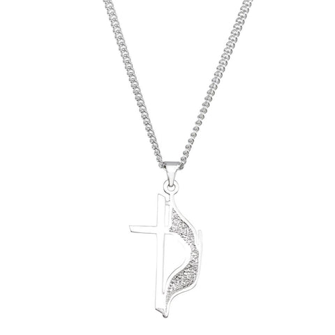 Sterling Silver 30x17.5mm Methodist Cross 24" Necklace with Box