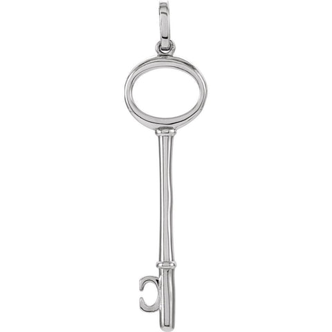 14k White Gold Key Pendant