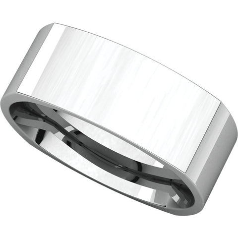 14k White Gold 7mm Square Comfort Fit Band, Size 8
