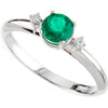 14k White Gold Genuine Emerald & Diamond Ring, Size 7