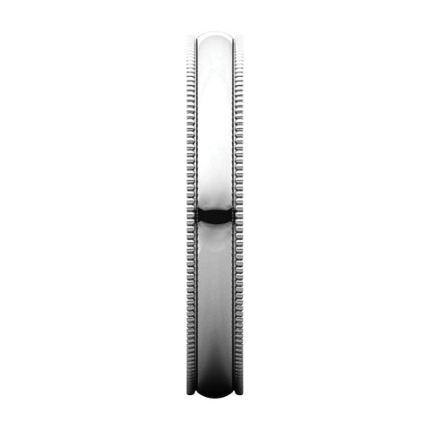 14k White Gold 3mm Light Milgrain Band, Size 5