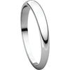 14k White Gold 3mm Half Round Tapered Band, Size 6
