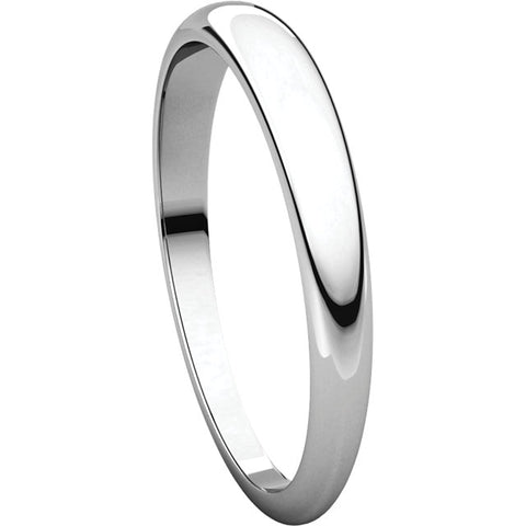 14k White Gold 3mm Half Round Tapered Band, Size 8
