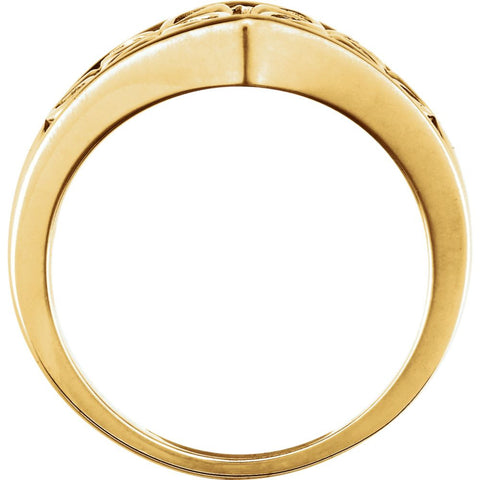 14k Yellow Gold Floral-Inspired Solitaire Engagement Ring Base, Size 6
