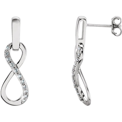 14k White Gold 1/10 CTW Diamond Infinity-Inspired Earrings