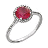 Sterling Silver Created Ruby & 0.01 ctw. Diamond Ring, Size 7