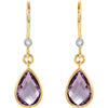 14k Yellow Gold Amethyst & Diamond Earrings