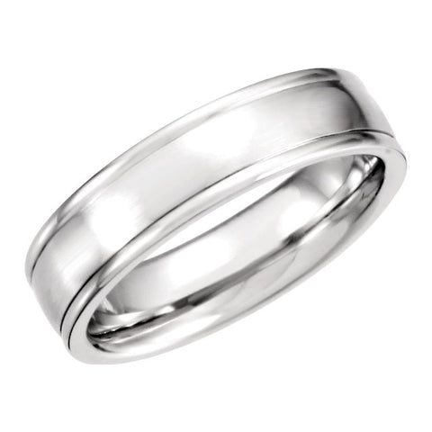 Platinum 6mm Fancy Carved Band with Satin Finish Size 10.00