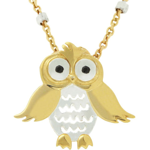 18k Yellow Gold Vermeil Owl 17" Necklace for Wisdom