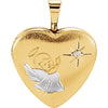 Heart Angel Locket with Diamond in Gold Plated Sterling Silver