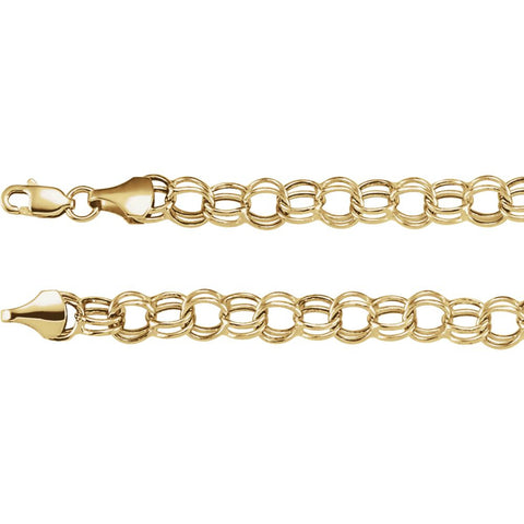14k Yellow Gold 7.9mm Hollow Double Link Charm 8" Bracelet
