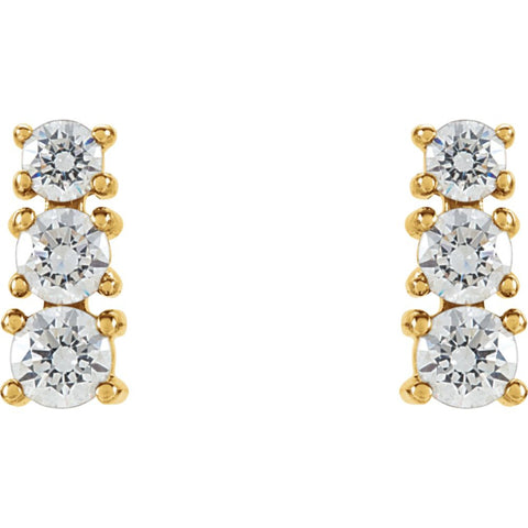 14k Yellow Gold Three-Stone Earrings