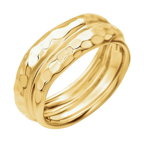 14k Yellow Gold Wrapped Hammered Ring, Size 7