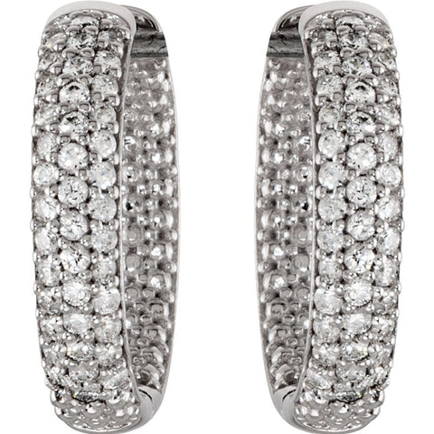 Sterling Silver 19mm Cubic Zirconia Inside/Outside Hoop Earrings
