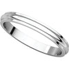 14k White Gold 2.5mm Half Round Edge Band, Size 7