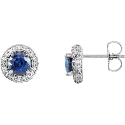 14k White Gold Blue Sapphire & 3/8 CTW Diamond Earrings