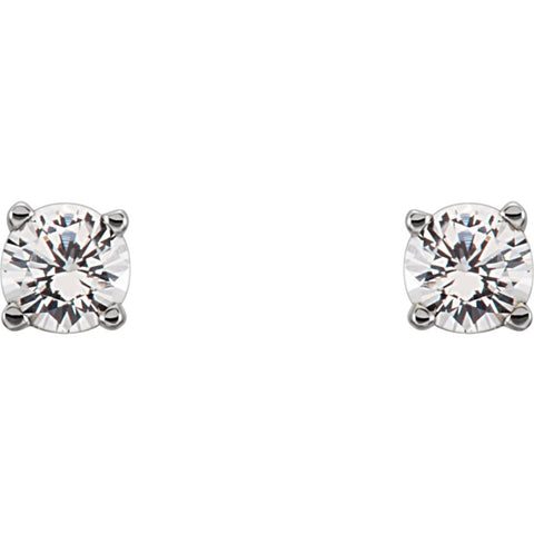14k White Gold Imitation Diamond Youth Earrings