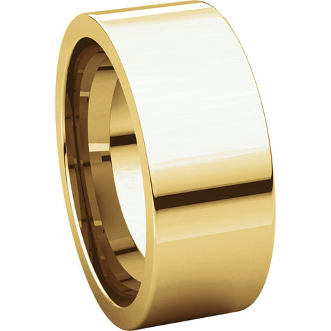14k Yellow Gold 8mm Flat Comfort Fit Band, Size 12.5