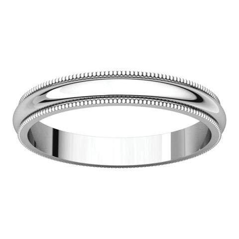 14k White Gold 3mm Milgrain Band, Size 4