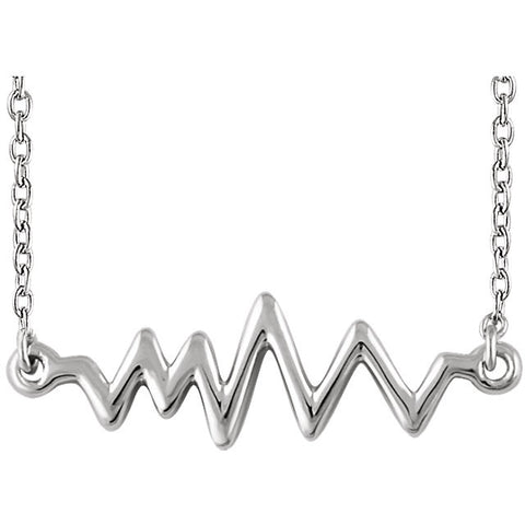 14k White Gold Heartbeat 16-18" Necklace
