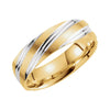 14k Yellow & White Gold 6mm Patterned Comfort-Fit Wedding Band for Men, Size 10