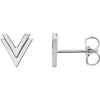 14k White Gold Double "V" Earrings