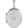 14K White Gold 20X18mm Diamond Oval Locket