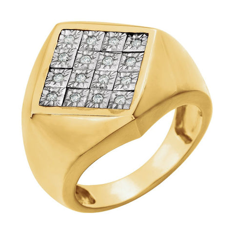14K Yellow & White 1/5 CTW Diamond Men's Ring , Size 10