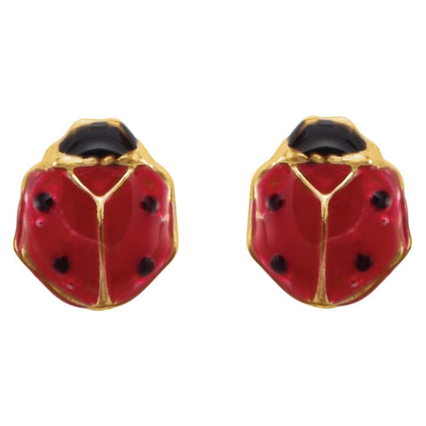 14k Yellow Gold Ladybug Youth Earrings