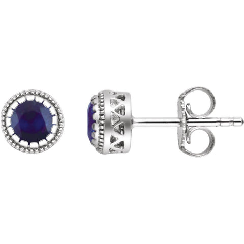 14k White Gold Blue Sapphire "September" Birthstone Earrings