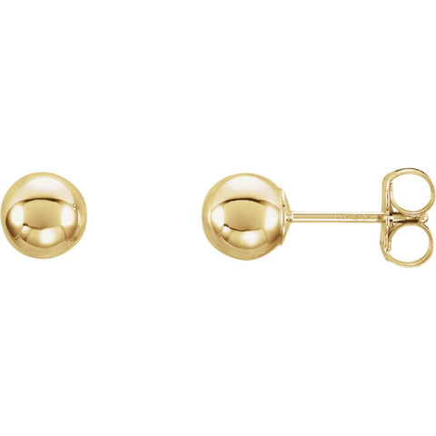 14k Yellow Gold 5mm Ball Earrings with Bright Finish