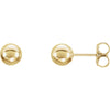 05.00 mm Pair of Ball Earrings with Bright Finish and Backs in 14K Yellow Gold