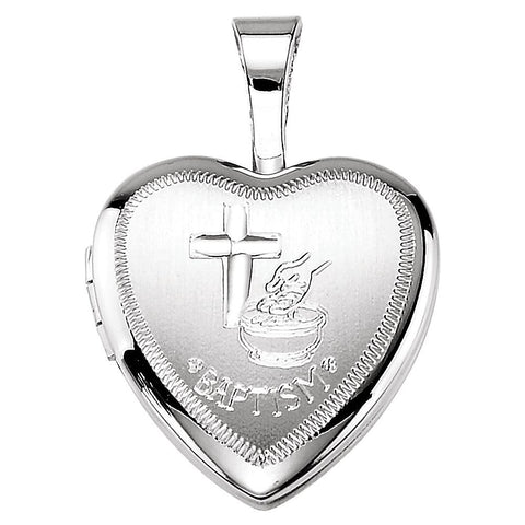 Sterling Silver Baptism Heart Locket