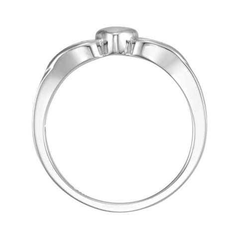 Sterling Silver Heart & Cross Ring, Size 6