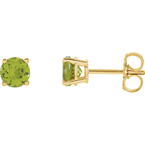 14k Yellow Gold 5mm Round Peridot Earrings