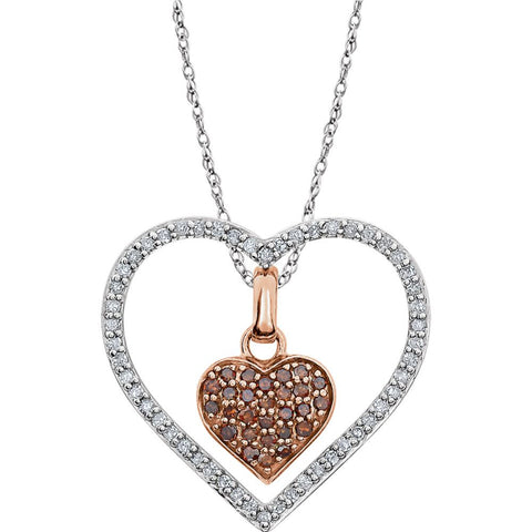 14k White Gold 1/3 CTW Diamond Heart 18" Necklace